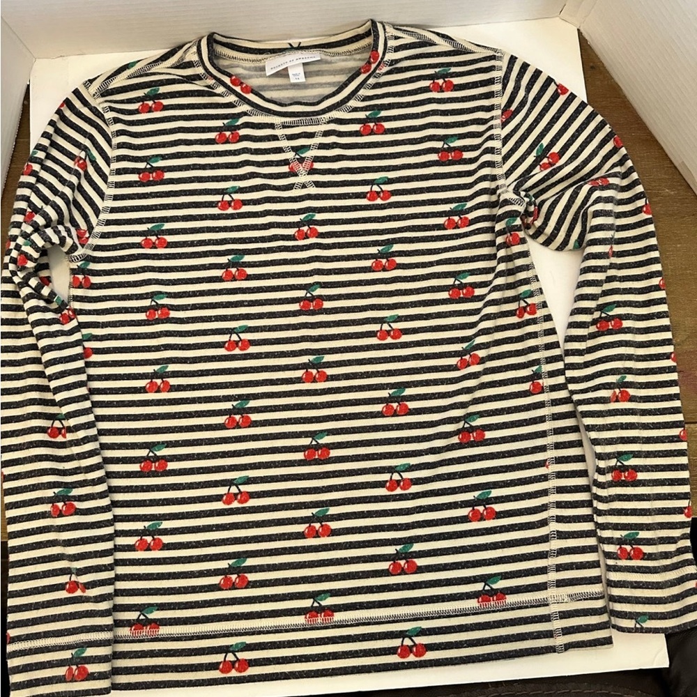 Rockets Of Awesome Girls Navy | White | Cherry Long Sleeve T-Shirt size:…